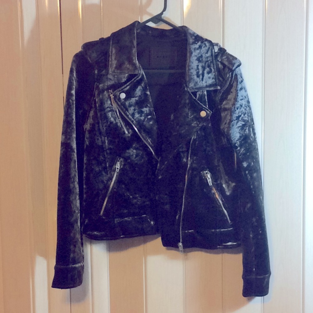 Black velvet moto jacket